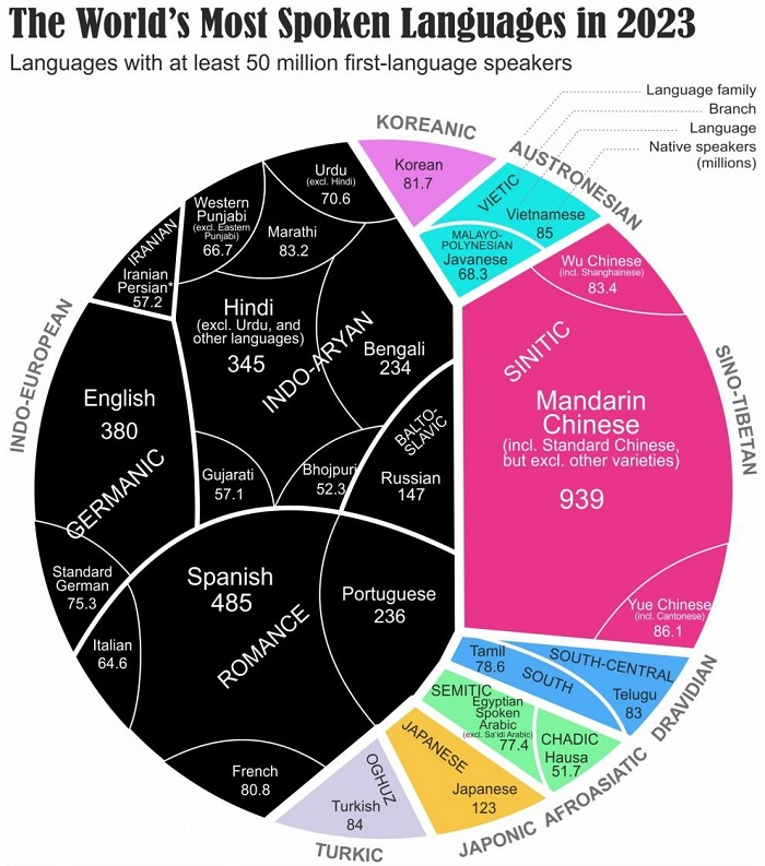 Dünyada ən çox danışılan dillər - İnfoqrafika