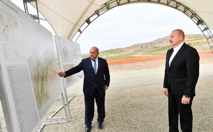 Prezident Füzuli rayonunun Cuvarlı kəndinin təməlini qoyub - YENİLƏNİB