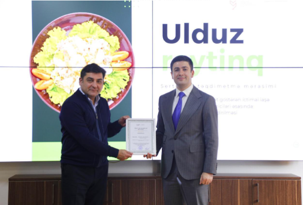 AQTİ tərəfindən ilk dəfə olaraq ictimai iaşə obyektinə 5 ulduz sertifikatı təqdim edilib