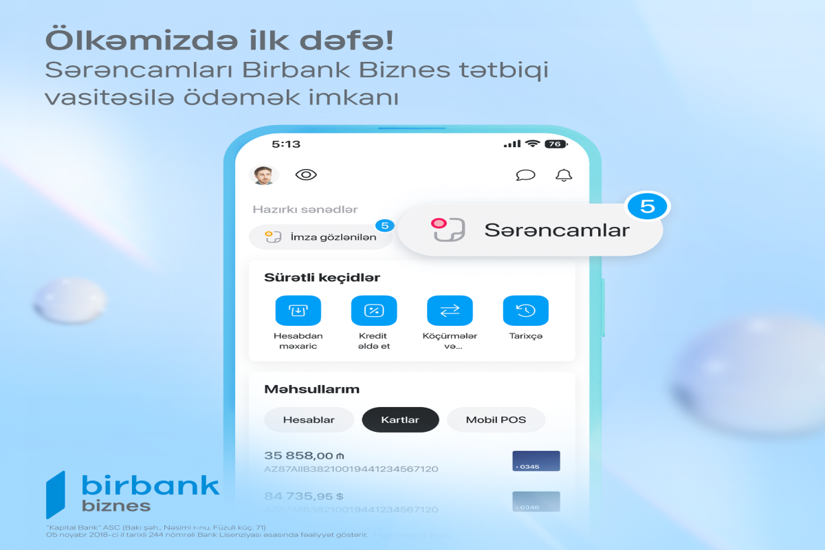 Birbank Biznes-lə sərəncam ödənişləri daha asan və rahatdır