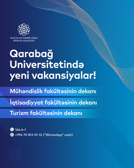 Qarabağ Universitetinə daha 3 vakansiya elan olunub